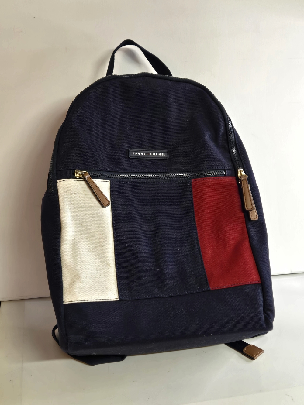 Tommy Hilfiger Navy, White & Red Patchwork Canvas Backpack